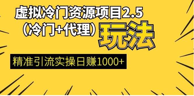虚拟冷门资源项目(冷门及代理玩法) 精准引流实操日赚1000+(完结)-八爪鱼资源库