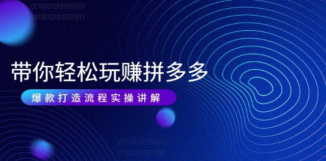 带你轻松玩赚拼多多：花的少 赚的多 爆款更简单 爆款打造流程实操讲解-八爪鱼资源库