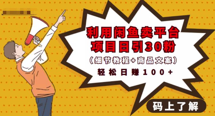 图片[1]-利用闲鱼卖平台项目课程资源日引流30+精准粉丝，轻松日赚100+，积累人脉可实现二次变-八爪鱼资源库