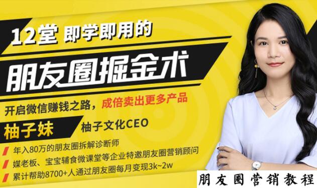 【营销必学】12堂学之即用的朋友圈掘金术：开启你的副业赚钱之路-八爪鱼资源库
