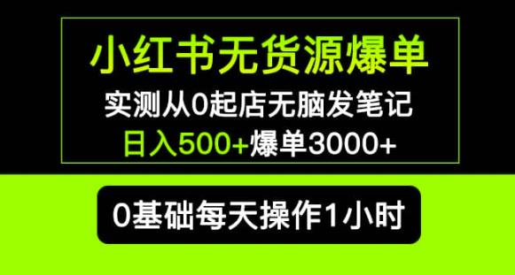 小红书无货源爆单实测从0起店无脑发笔记爆单3000+长期项目可多店-八爪鱼资源库