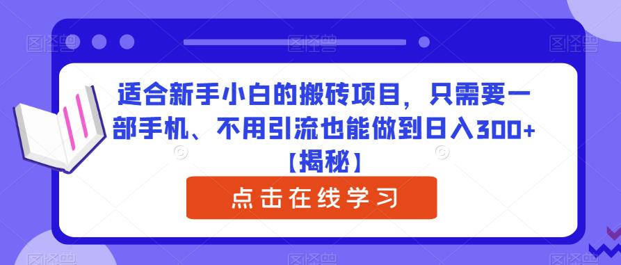 适合新手小白的搬砖项目，只需要一部手机、不用引流也能做到日入300+【揭秘】-八爪鱼资源库