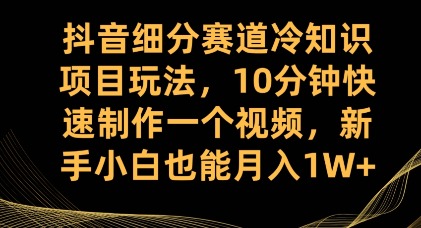 抖音细分赛道冷知识项目玩法，10分钟快速制作一个视频，新手小白也能月入1W+【揭秘】-八爪鱼资源库