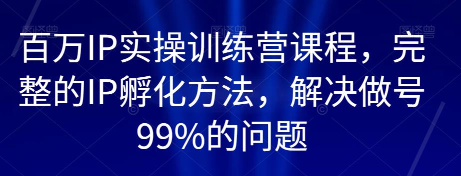 百万IP实操训练营课程，完整的IP孵化方法，解决做号99%的问题-八爪鱼资源库