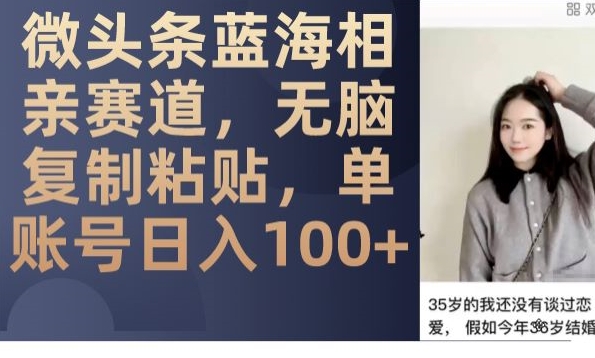 微头条蓝海相亲赛道,无脑复制粘贴,单账号日入100+