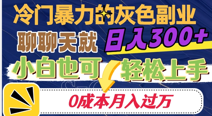 冷门暴利的副业项目，聊聊天就能日入300+，0成本月入过万【揭秘】-八爪鱼资源库