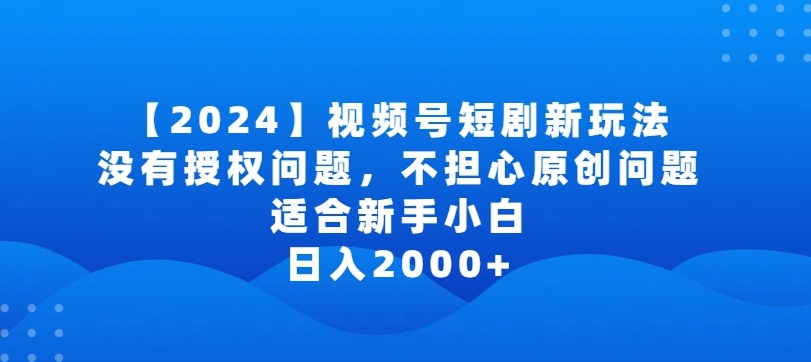 2024视频号短剧玩法，没有授权问题，不担心原创问题，适合新手小白，日入2000+【揭秘】-八爪鱼资源库