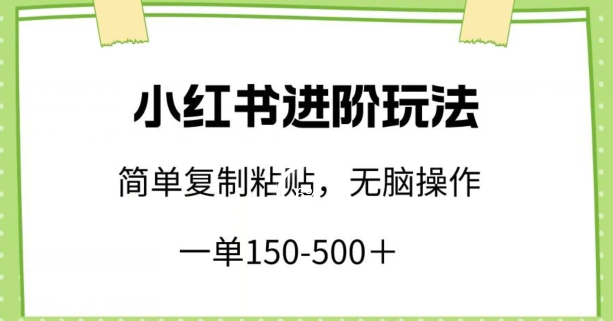 小红书进阶玩法，一单150-500+，简单复制粘贴，小白也能轻松上手【揭秘】-八爪鱼资源库