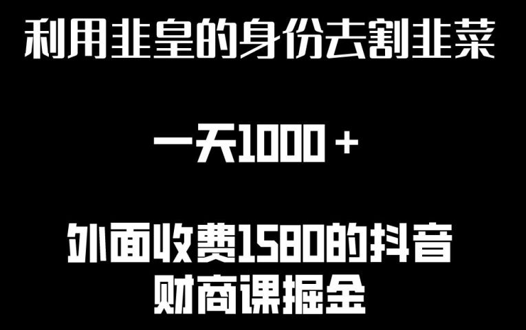 利用非皇的身份去割韭菜,一天1000+(附详细资源)【揭秘】