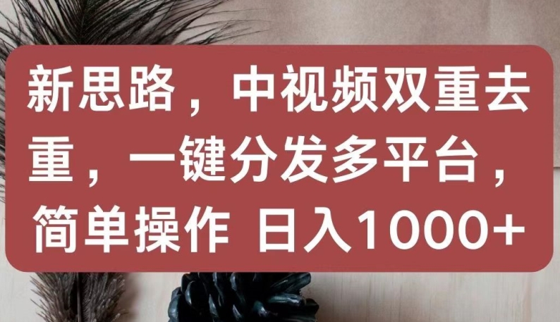 新思路，中视频双重去重，一键分发多平台，简单操作，日入1000+【揭秘】-八爪鱼资源库