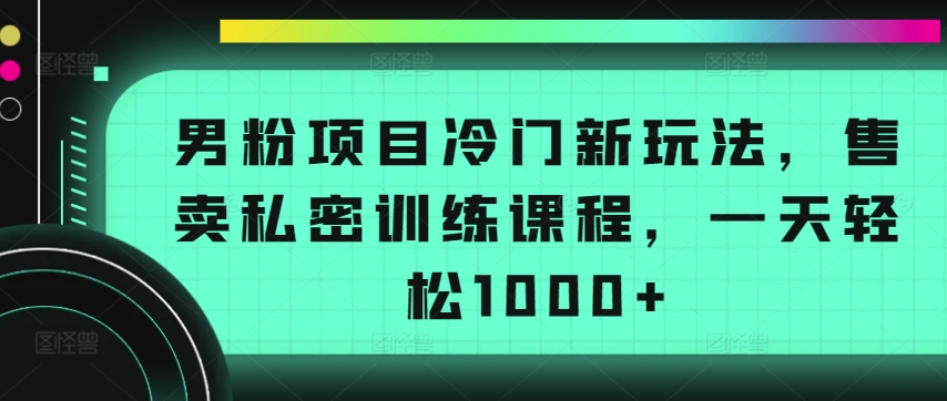 男粉项目冷门新玩法，售卖私密训练课程，一天轻松1000+【揭秘】-八爪鱼资源库