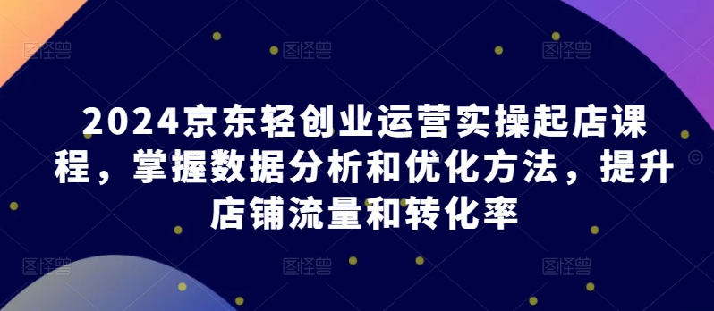 2024京东轻创业运营实操起店课程，掌握数据分析和优化方法，提升店铺流量和转化率-八爪鱼资源库