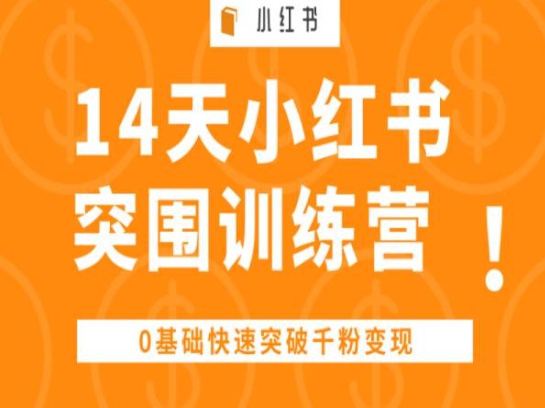 14天小红书突围训练营 ,0基础快速突破千粉变现