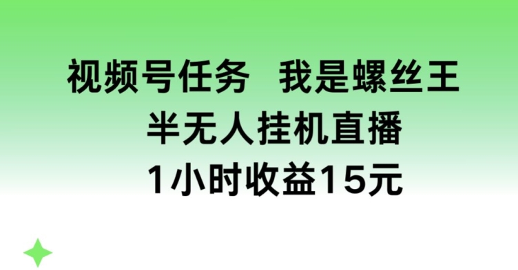 视频号任务，我是螺丝王， 半无人挂机1小时收益15元【揭秘】-八爪鱼资源库