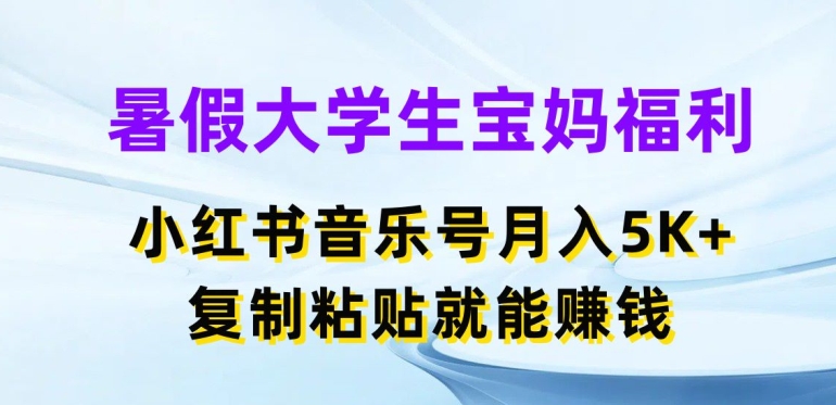 暑假大学生宝妈福利，小红书音乐号月入5000+，复制粘贴就能赚钱【揭秘】-八爪鱼资源库