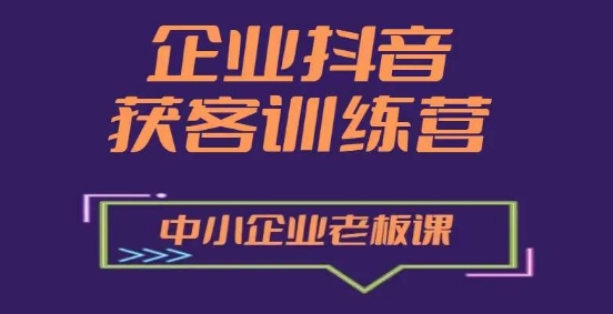 企业抖音营销获客增长训练营，中小企业老板必修课-八爪鱼资源库