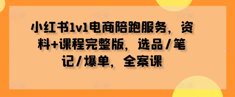 小红书1v1电商陪跑服务，资料+课程完整版，选品/笔记/爆单，全案课-八爪鱼资源库