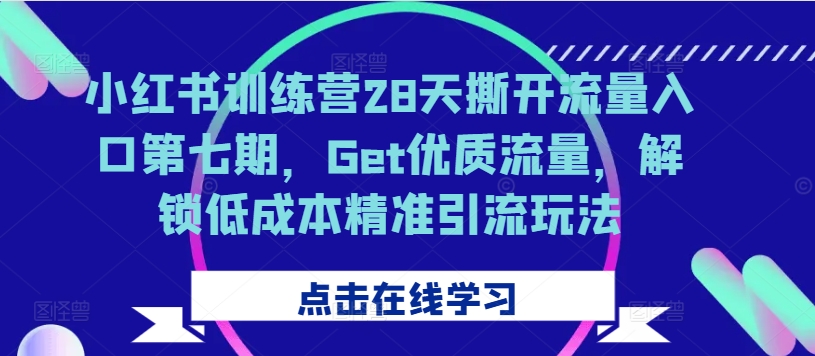小红书训练营28天撕开流量入口第七期，Get优质流量，解锁低成本精准引流玩法-八爪鱼资源库