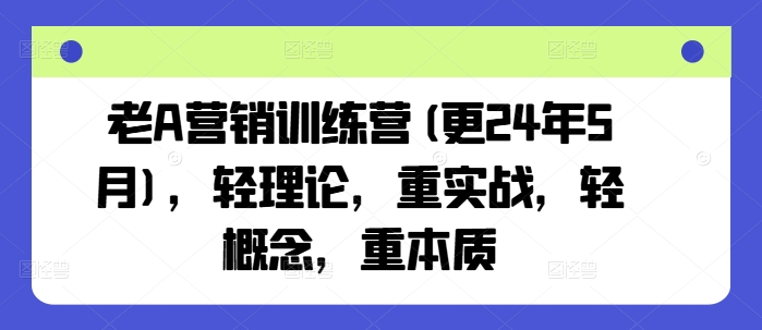 老A营销训练营(更24年11月)，轻理论，重实战，轻概念，重本质-八爪鱼资源库
