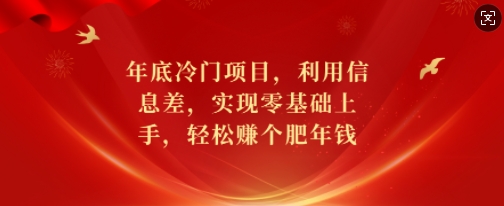 年底冷门项目，利用信息差，实现零基础上手，轻松赚个肥年钱【揭秘】-八爪鱼资源库