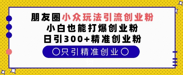 朋友圈小众玩法引流创业粉,小白也能打爆创业粉,日引300+精准创业粉【揭秘】