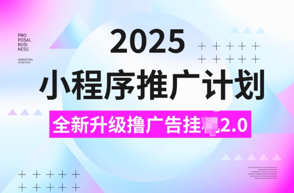 2025小程序推广计划,撸广告挂JI3.0玩法,日均5张【揭秘】