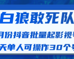 白狼敢死队最新抖音短视频批量起影视号(一天单人可操作30个号)视频课程-八爪鱼资源库
