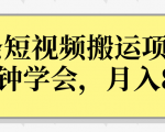 操作性非常强的头条号短视频搬运项目，3分钟学会，轻松月入8000+-八爪鱼资源库