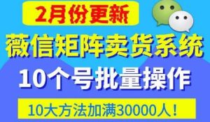 微信矩阵卖货系统,多线程批量养10个微信号,10种加粉落地方法,快速加满3W人卖货!-八爪鱼资源库