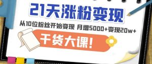 21天精准涨粉变现干货大课:从10位粉丝开始变现月增5000+变现20w+-八爪鱼资源库
