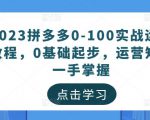 2023拼多多0-100实战运营教程,0基础起步,运营知识一手掌握-八爪鱼资源库