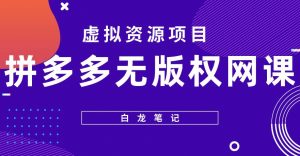 【白龙笔记】拼多多无版权网课项目,月入5000的长期项目,玩法详细拆解【揭秘】-八爪鱼资源库