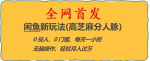 闲鱼新玩法(高芝麻分人脉)0投入0门槛,每天一小时,轻松月入过万【揭秘】-八爪鱼资源库