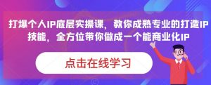 蟹老板·打爆个人IP底层实操课,教你成熟专业的打造IP技能,全方位带你做成一个能商业化IP-八爪鱼资源库