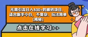 无需引流日入300+的搬砖项目,适合新手小白,不复杂、玩法简单【揭秘】-八爪鱼资源库