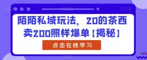 陌陌私域玩法,20的茶西卖200照样爆单【揭秘】-八爪鱼资源库