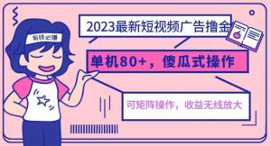 2023最新玩法短视频广告撸金,亲测单机收益80+,可矩阵,傻瓜式操作,小白可上手【揭秘】-八爪鱼资源库