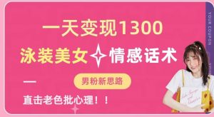 一天变现1300，泳装美女+情感话术，提供素材，无脑矩阵操作【揭秘】-八爪鱼资源库