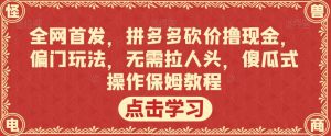 全网首发，拼多多砍价撸现金，偏门玩法，无需拉人头，傻瓜式操作保姆教程【揭秘】-八爪鱼资源库