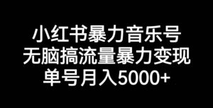 小红书暴力音乐号,无脑搞流量暴力变现,单号月入5000+-八爪鱼资源库
