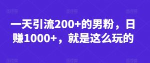一天引流200+的男粉,日赚1000+,就是这么玩的【揭秘】-八爪鱼资源库