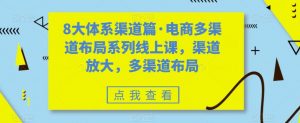 8大体系渠道篇·电商多渠道布局系列线上课，渠道放大，多渠道布局-八爪鱼资源库