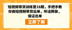 短视频带货训练营18期,手把手教你做短视频带货出单,听话照做,保证出单-八爪鱼资源库