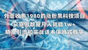 外面收费1980的涨粉黑科技项目，只靠做数据月入就能1w+【揭秘】-八爪鱼资源库