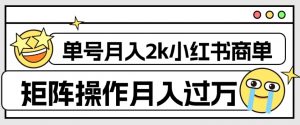外面收费1980的小红书商单保姆级教程，单号月入2k，矩阵操作轻松月入过万-八爪鱼资源库