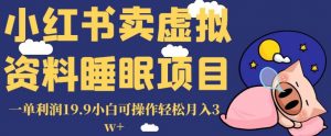 小红书卖虚拟资料睡眠项目,一单利润19.9小白可操作轻松月入3w+【揭秘】-八爪鱼资源库