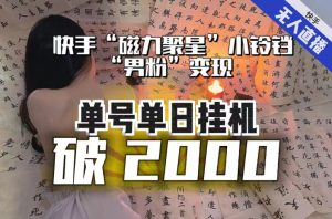 【日入破2000】快手无人直播不进人?“磁力聚星”没收益?不会卡屏、卡同城流量?最新课程会通通解决!-八爪鱼资源库
