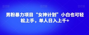男粉暴力项目“女神计划”小白也可轻松上手,单人日入上千+【揭秘】-八爪鱼资源库