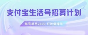 支付宝生活号作者招募计划,单号单月2600,可批量去做,工作室一人一个月轻松1w+【揭秘】-八爪鱼资源库