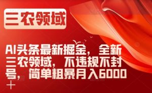 AI头条最新掘金，全新三农领域，不违规不封号，简单粗暴月入6000＋【揭秘】-八爪鱼资源库